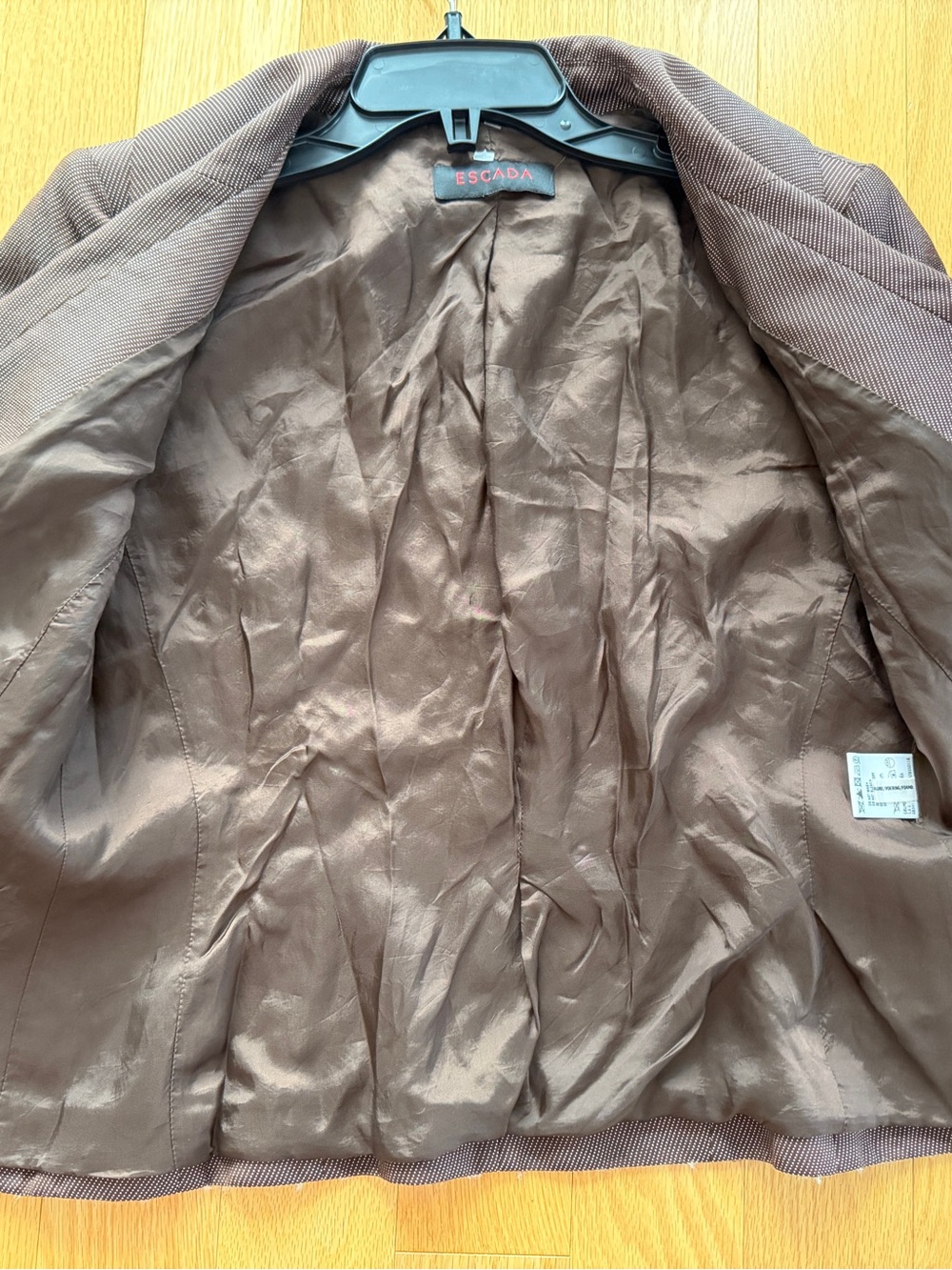 Escada Brown Micro Textured Wool Silk Tailored Blazer Quiet Luxury M - Picture 13 of 16